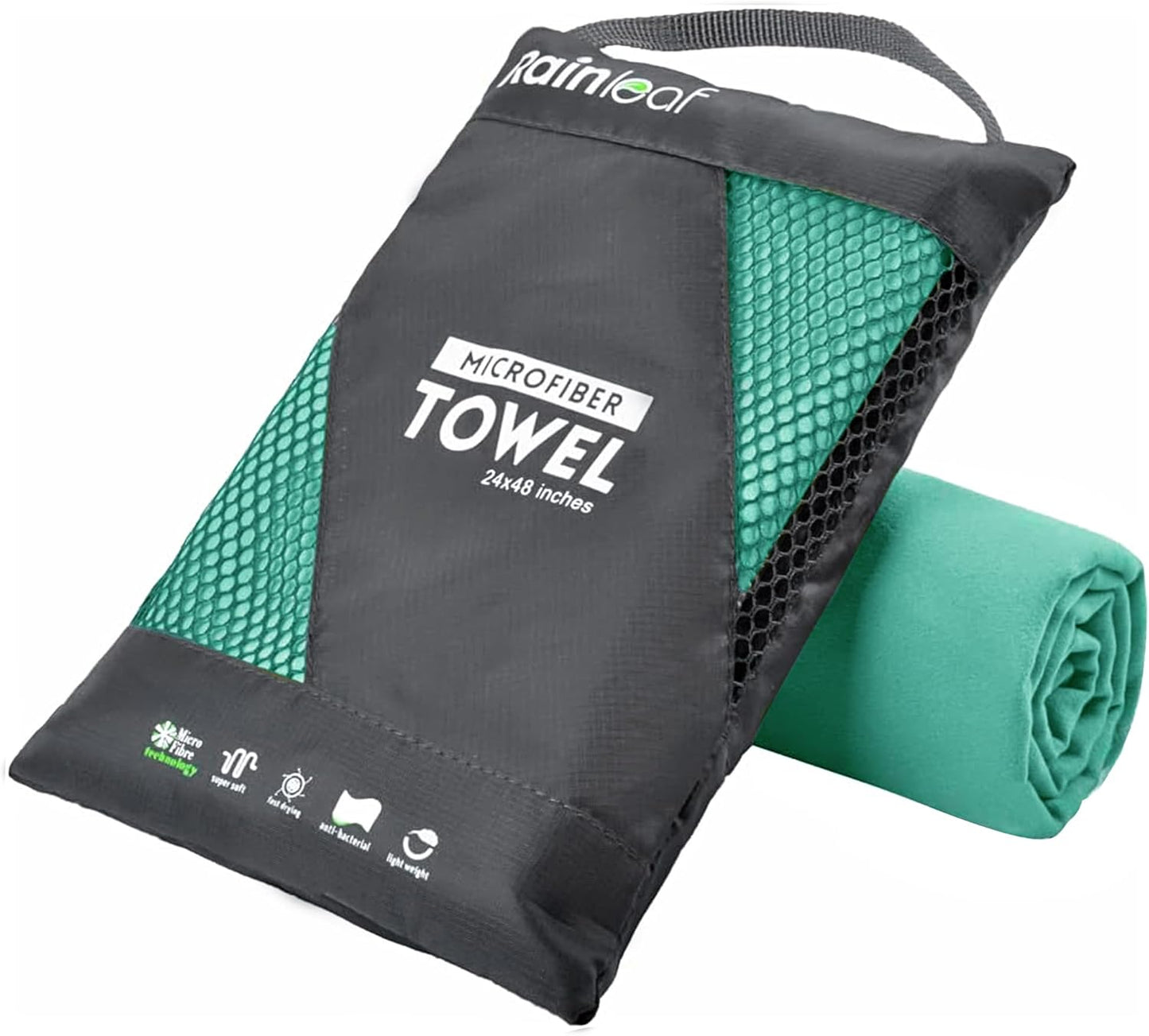 Rainleaf Microfiber Towel - Quick Dry, Super Absorbent & Ultra Compact | Perfect for Travel, Gym & Camping
