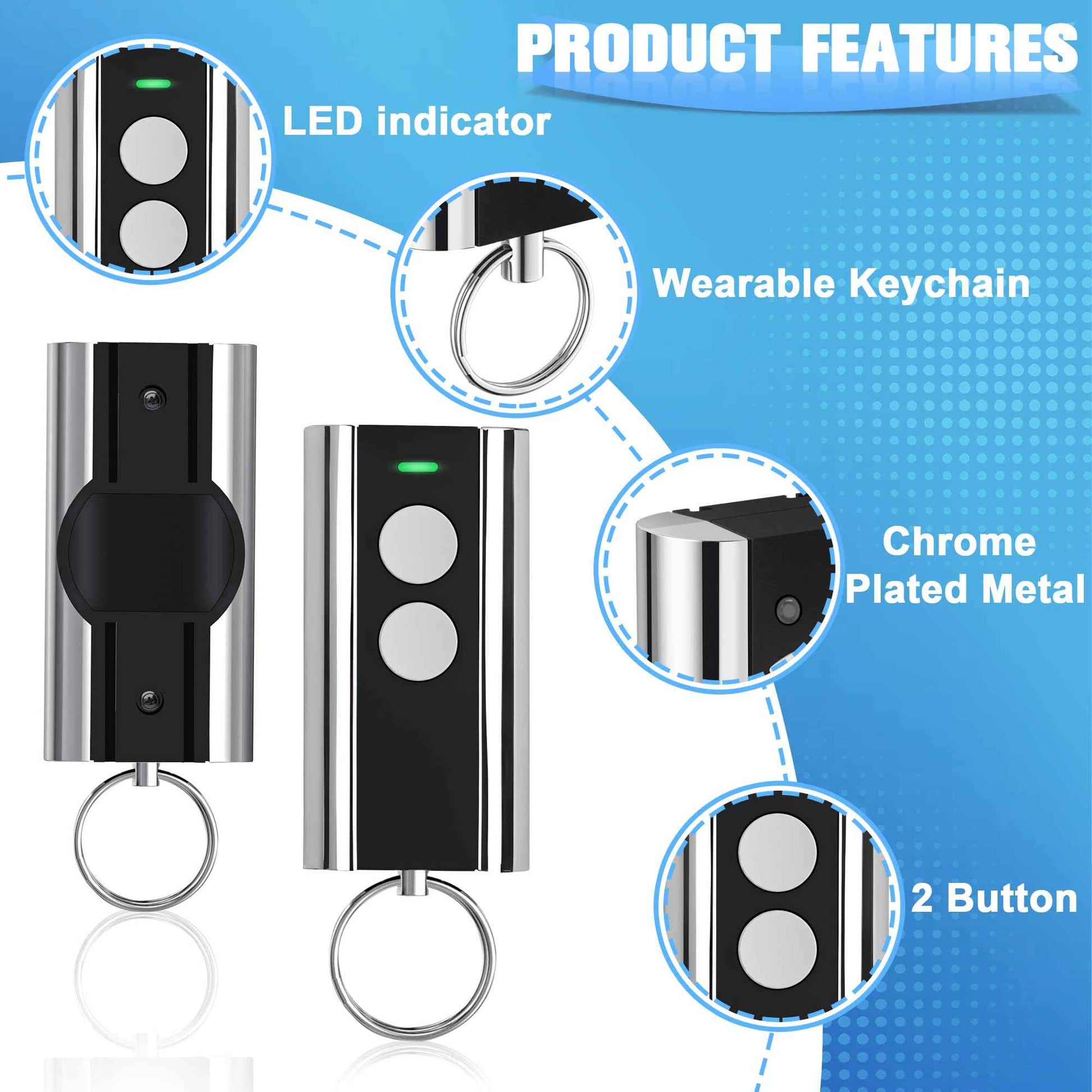 2 Garage Door Opener Remote, for LiftMaster Chamberlain Craftsman Garage Door Opener Remote 371LM 373L 971LM 973LM 893LM 893Max 891LM, Purple Red Orange Green Yellow Learn Button Garage Door Remote