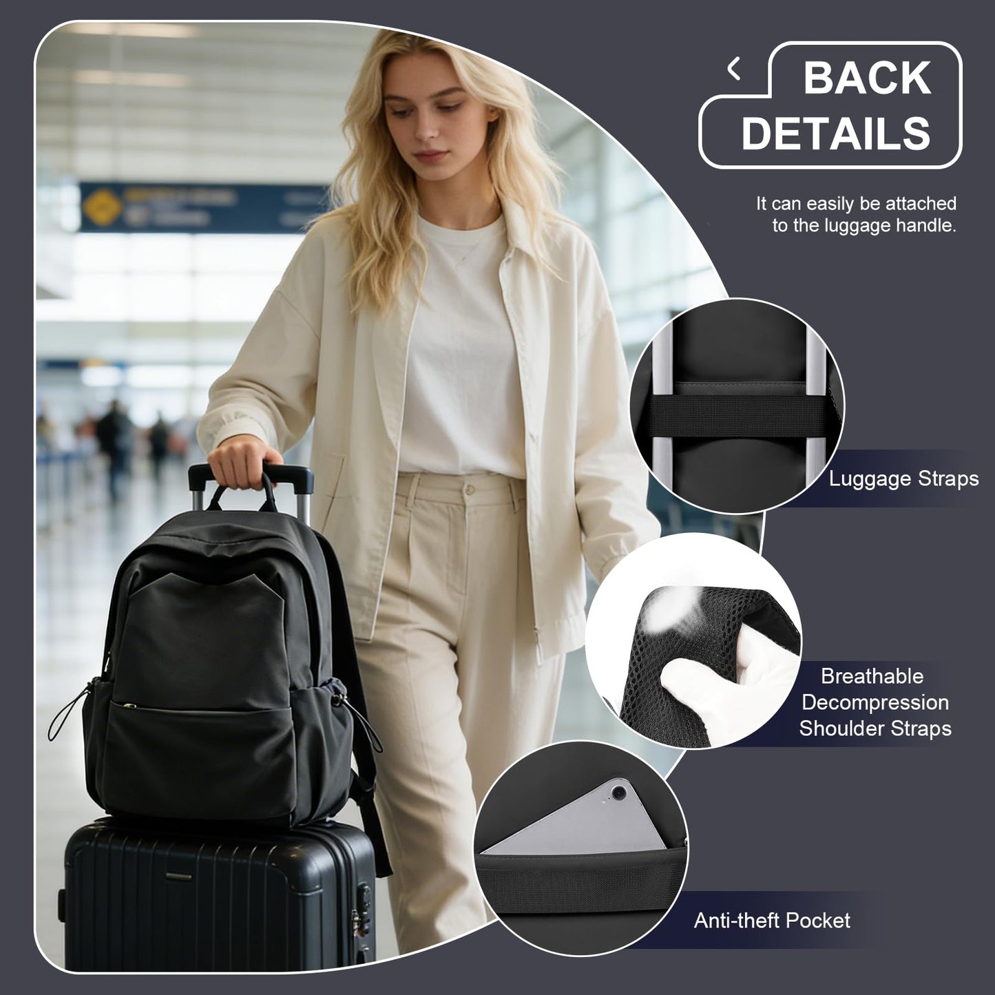 coofay Black Backpack For Women Small Backpacks For School Bag School Backpack For College Bookbag For Women Waterproof Gym Backpack For Men Book Bags