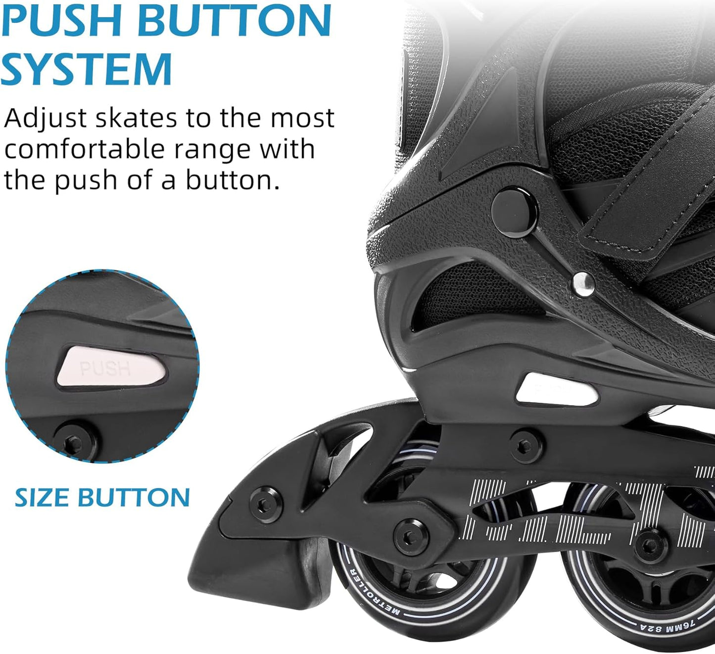 Metroller Adjustable Inline Skates for Men and Women - Perfect for Teens and Adults | Comfortable Fit