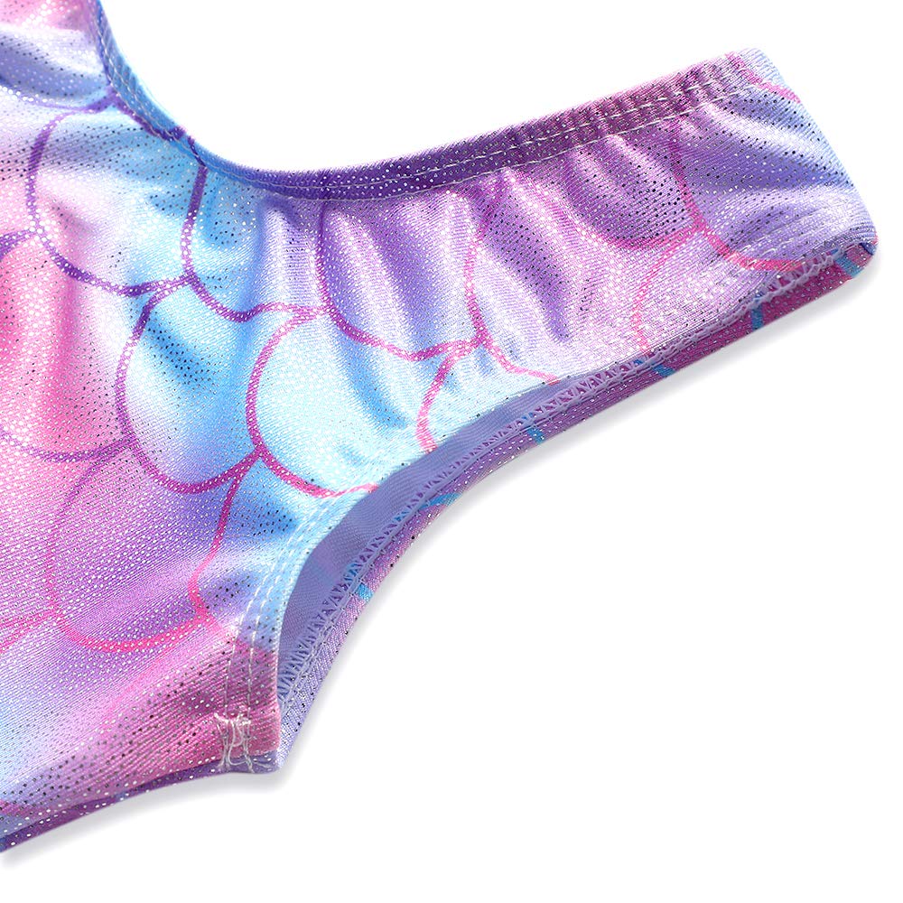 HOZIY Gymnastics Leotards for Girls 5t 6t 5t-6 Mermaid Scales Purple Sleeveless