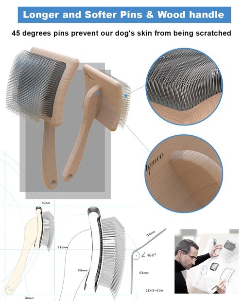 Dog Slicker Brush - Professional Grooming Tool for Large Doodles | Easy Tangle Removal, 3.8"x3.2" Head