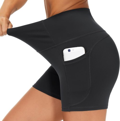 Dragon Fit Women's High Waist Workout Shorts - Stretch Tummy Control with 2 Side Pockets | Perfect for Gym, Yoga, Running