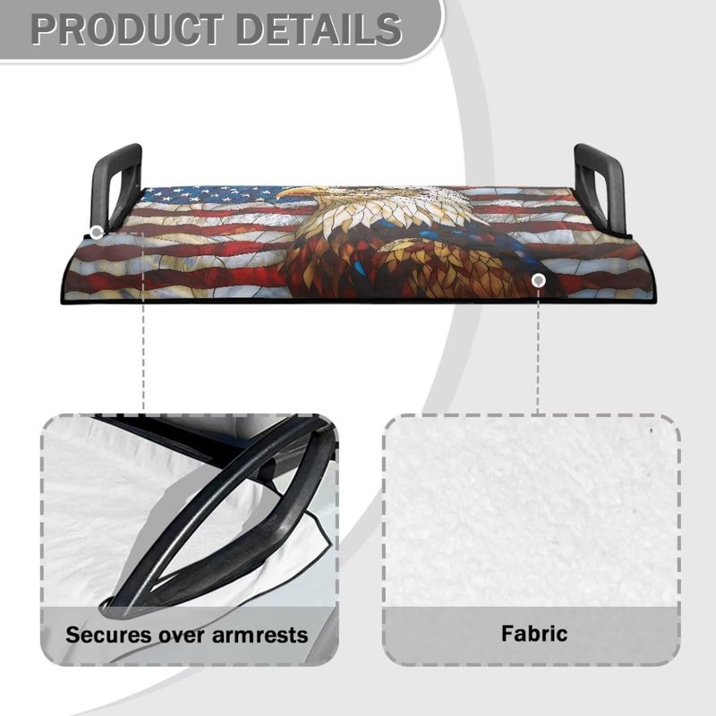 Tomeusey Golf Cart Seat Covers Cooling, American Flag Eagle Pattern Universal Golf Cart Seat Protector for 2-Person Seats Golf Carts