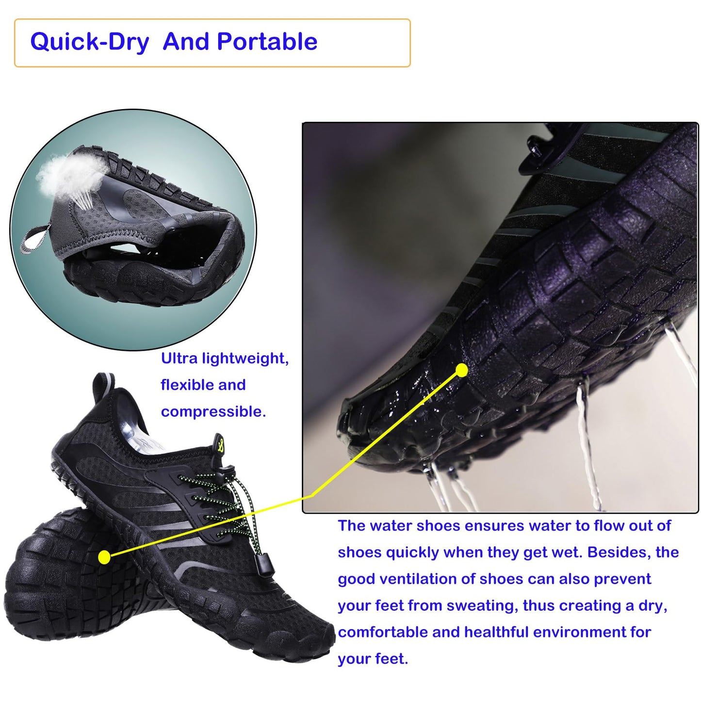 Water Shoes Mens Women Barefoot Shoes Quick Dry Aqua Outdoor Sports for Swim Pool Beach Surf Walk Water Yoga River Lake Hiking Kayaking