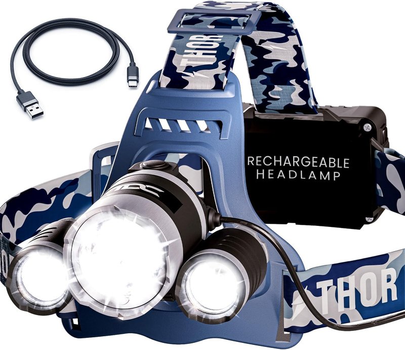 TDC Headlamp Rechargeable USB-C, 1080 Lumen, Super Bright Head Lamps Led Rechargeable, Camo Head Flashlight for Adults, Waterproof Head Lights for Forehead
