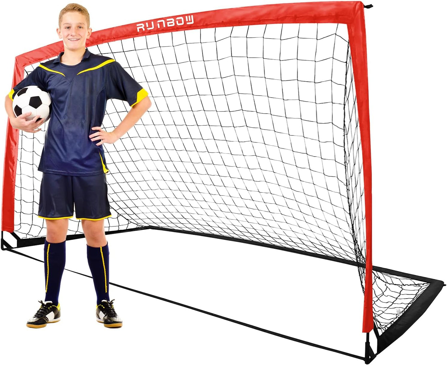 RUNBOW 9x5 FT Portable Kids Soccer Goal - Folding Soccer Net for Backyard Training & Indoor/Outdoor Play