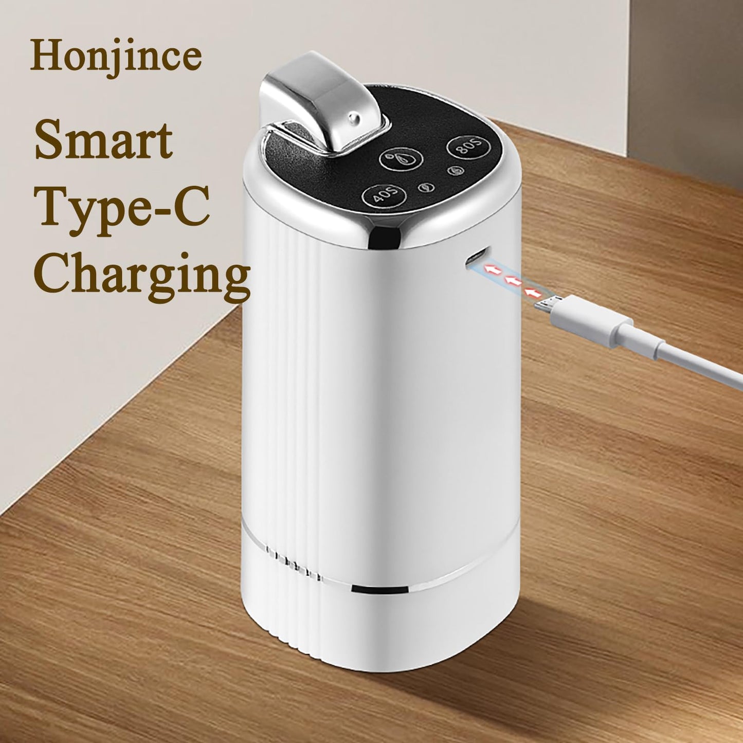 Foldable Electric Water Dispenser Pump for 5 Gallon Jug - USB Charging 3 Modes with Auto-Off Switch, Portable for Home Outdoor Camping Office-Compact Quiet Drinking Water Suction Device (Silver)