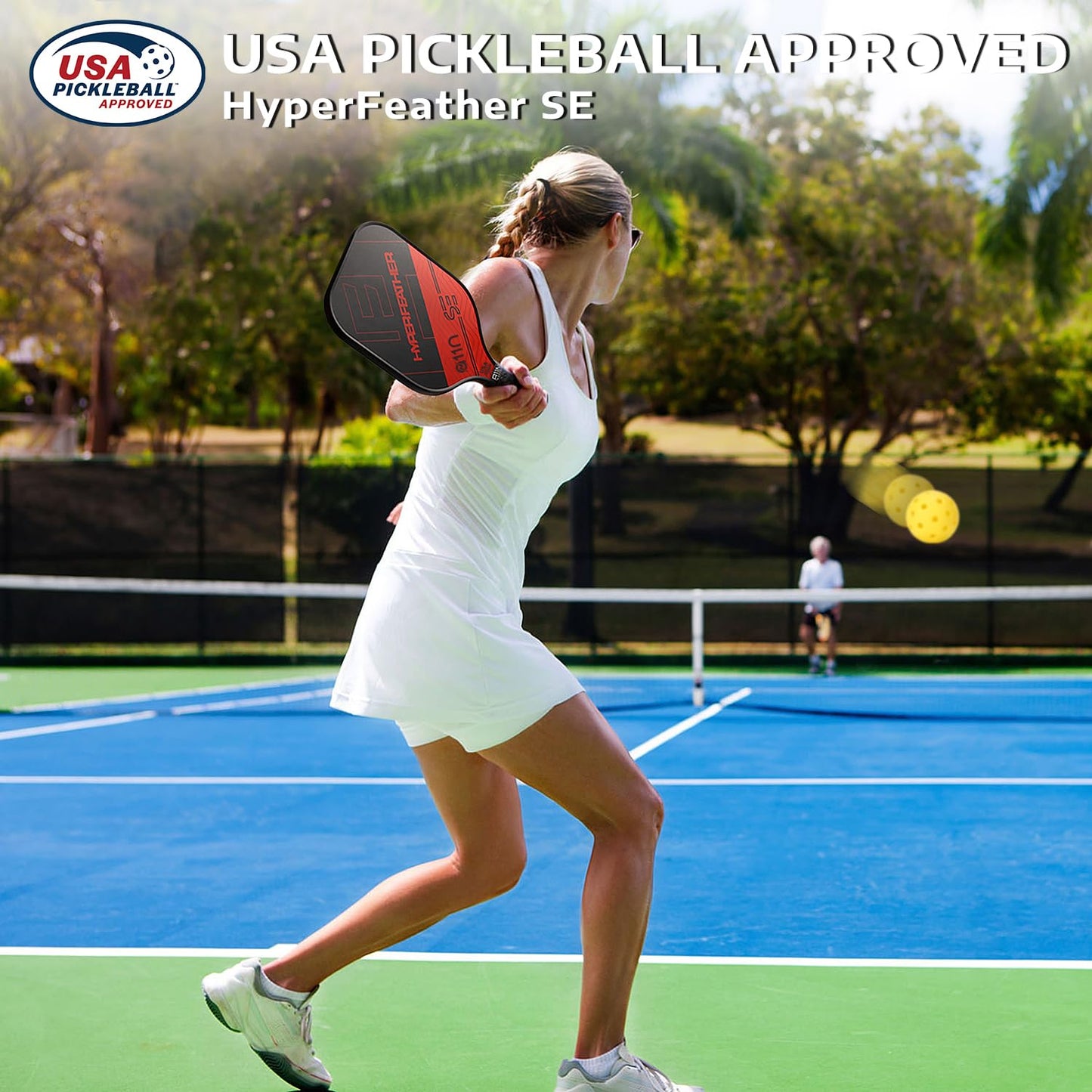 A11N Pickleball Paddles Set of 2 - USAPA Approved | 8OZ, Graphite Face & Polymer Core, Cushion Grip | 4 Balls, 1 Sling Bag, Red