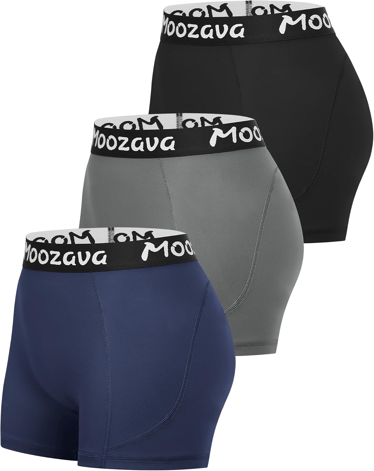 Moozava 3" Women's Spandex Volleyball Shorts - 3 Pack Athletic Compression for Gym, Yoga & Dance