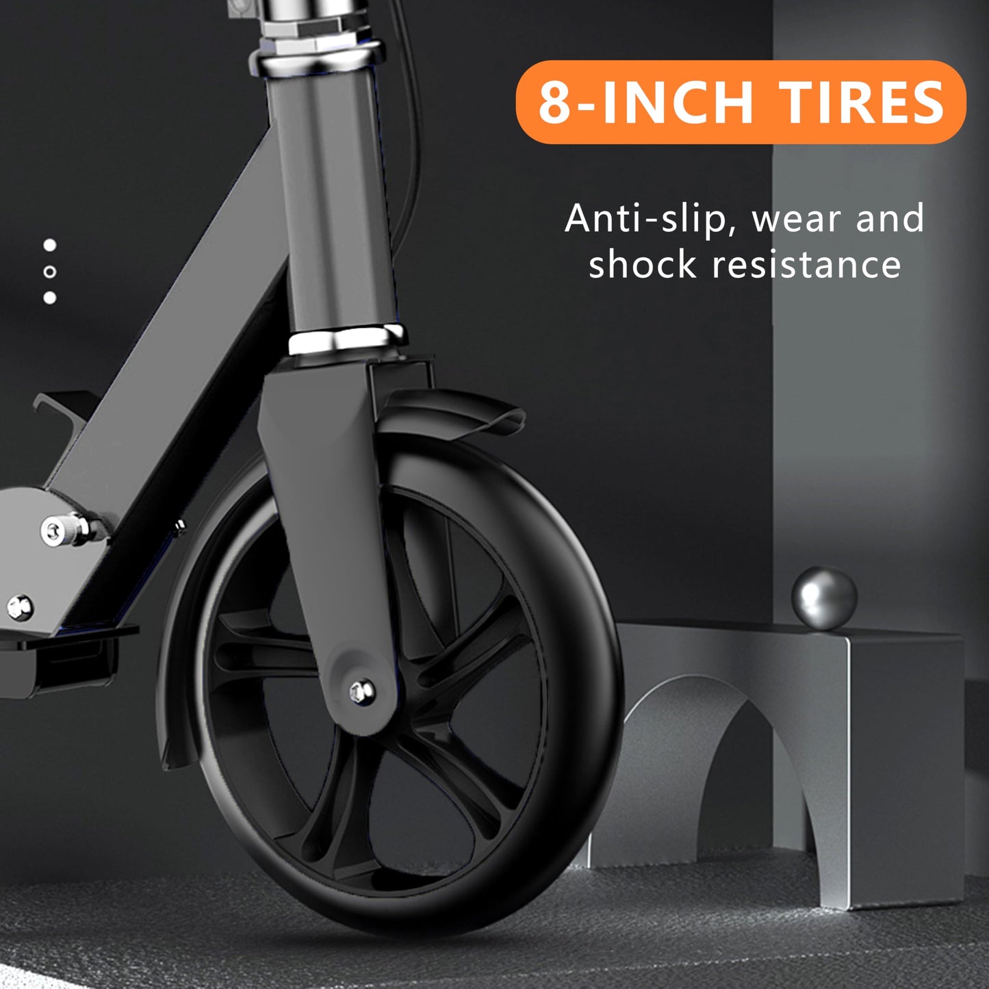 Non-Electric Scooters for Kids 8-12, Teens & Adults - Foldable Commuter Scooter with 8" Wheels, Bell, Hand Brake & Adjustable Height 30"-40.5", 220LB Capacity, Manual Push Scooter for Campus & Park