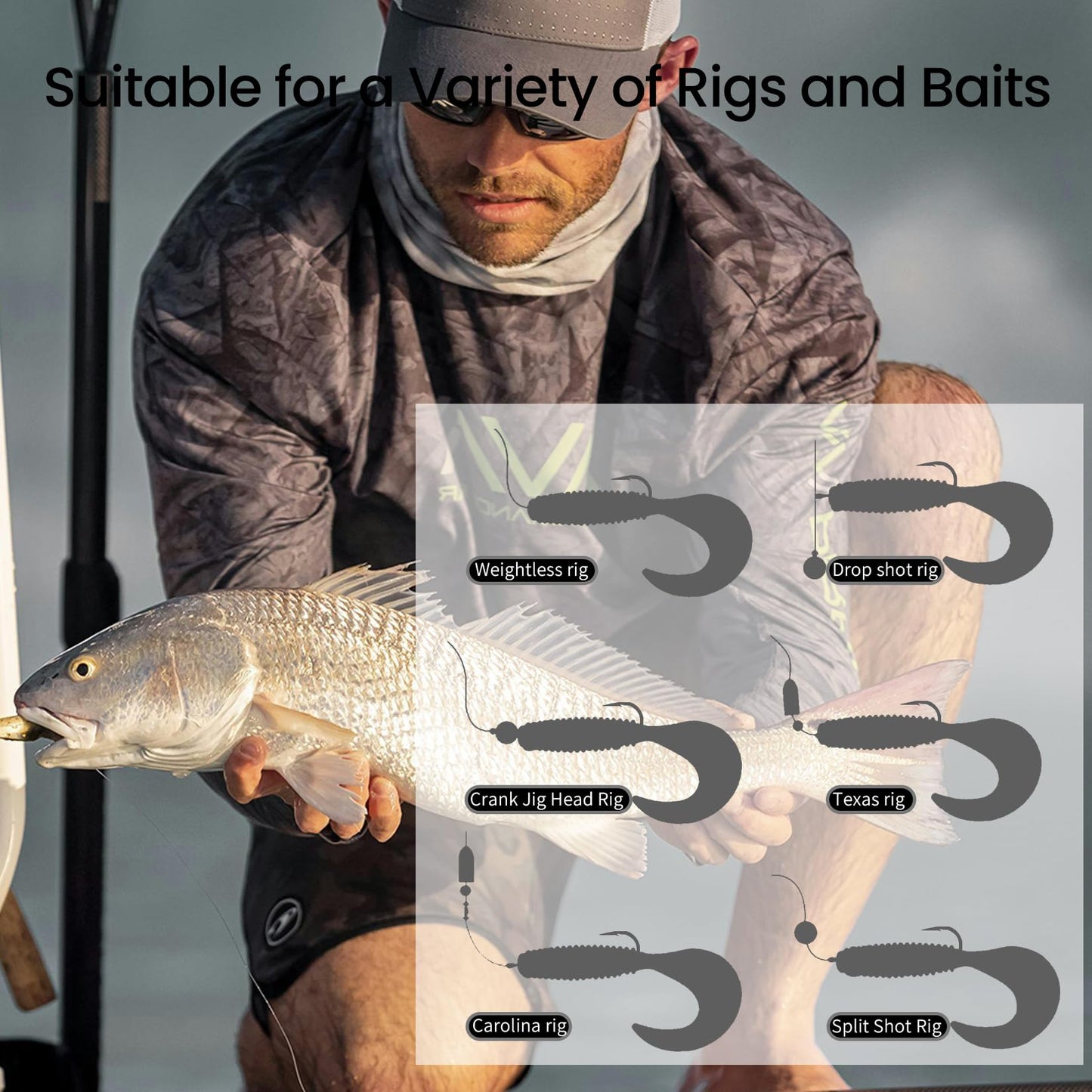 Pristis 25 Pack 5/0 Round Bend Worm Hooks, Strong High Carbon Steel Weedless Inline Fishing Hook Set Kit for Saltwater Freshwater Drop Shot Rig, Reinforced Barbs for Bass Pike Crappie Walleye Trout