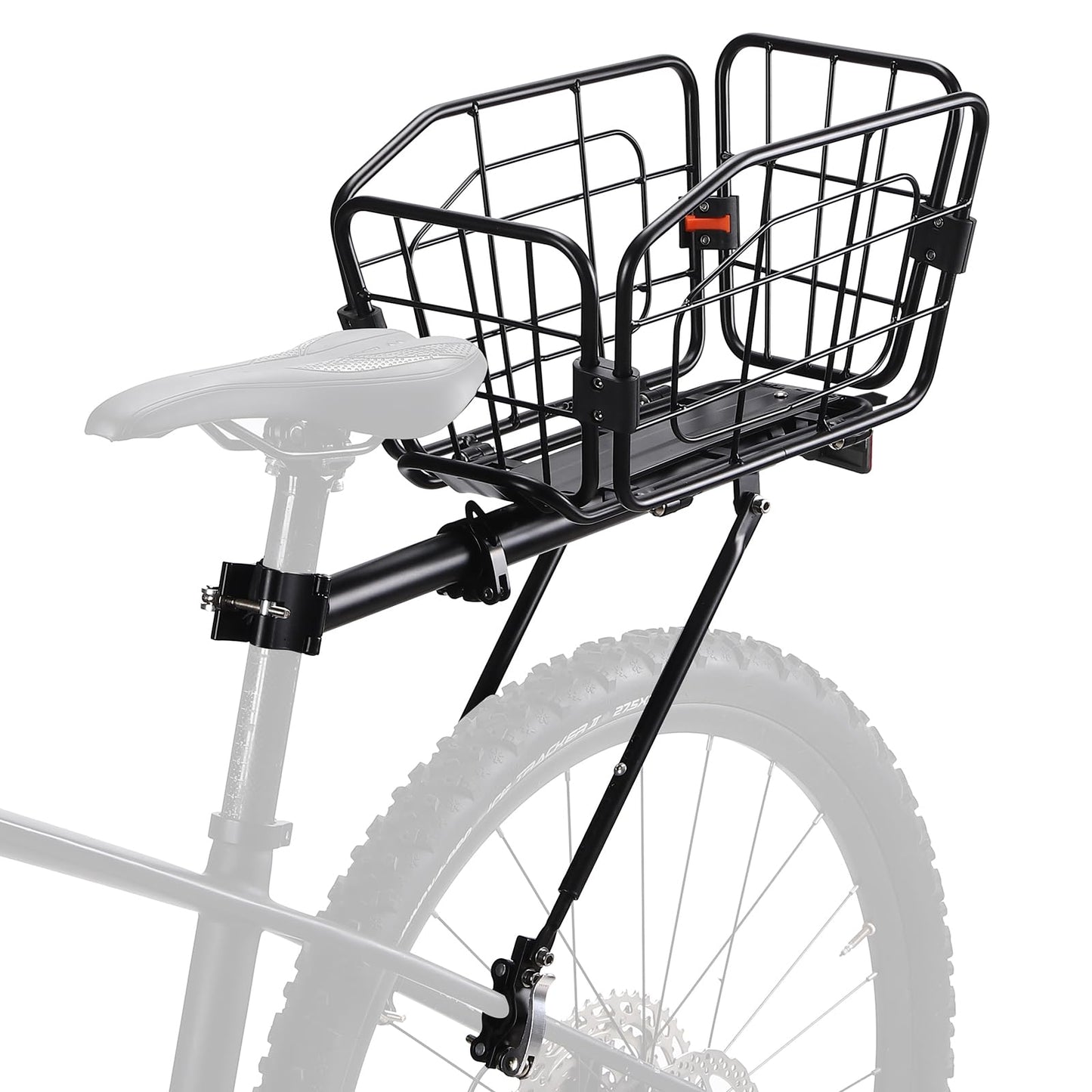 ANGGOER Rear Bike Rack with Basket, 165 LB Load Bike Cargo Rack - Aluminum Alloy Bike Rack for Back of Bike with Free Bungee Cord & Waterproof Cover & Installation Tool