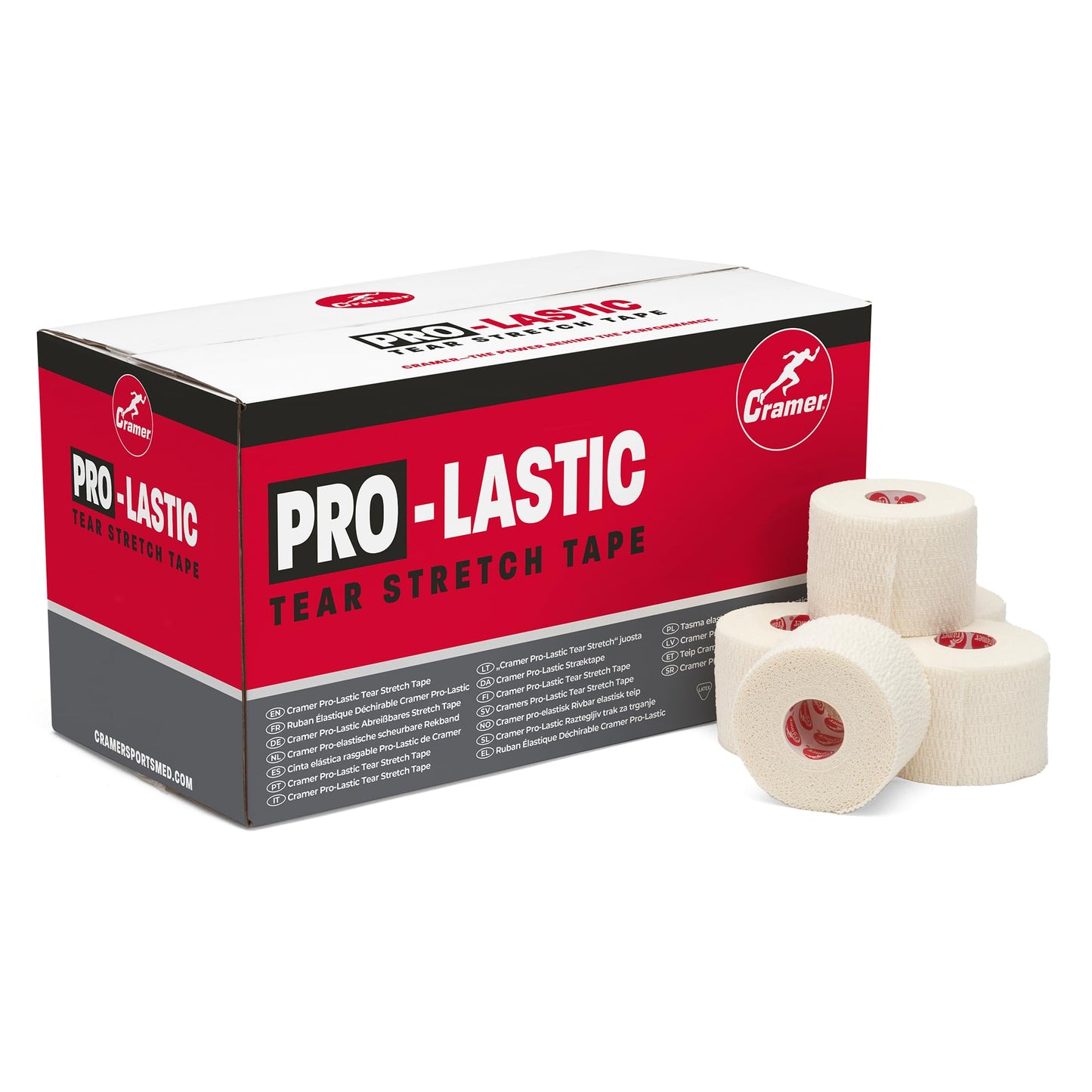 Cramer Pro-Lastic Stretch Tape, Easy Tear Athletic Tape, Flexible Elastic Tape with Premium Adhesive, Support for Wrist & Ankle Injury Taping, Compression Wrap, Bulk , 2" X 7.5 Yard - 24 Rolls - White