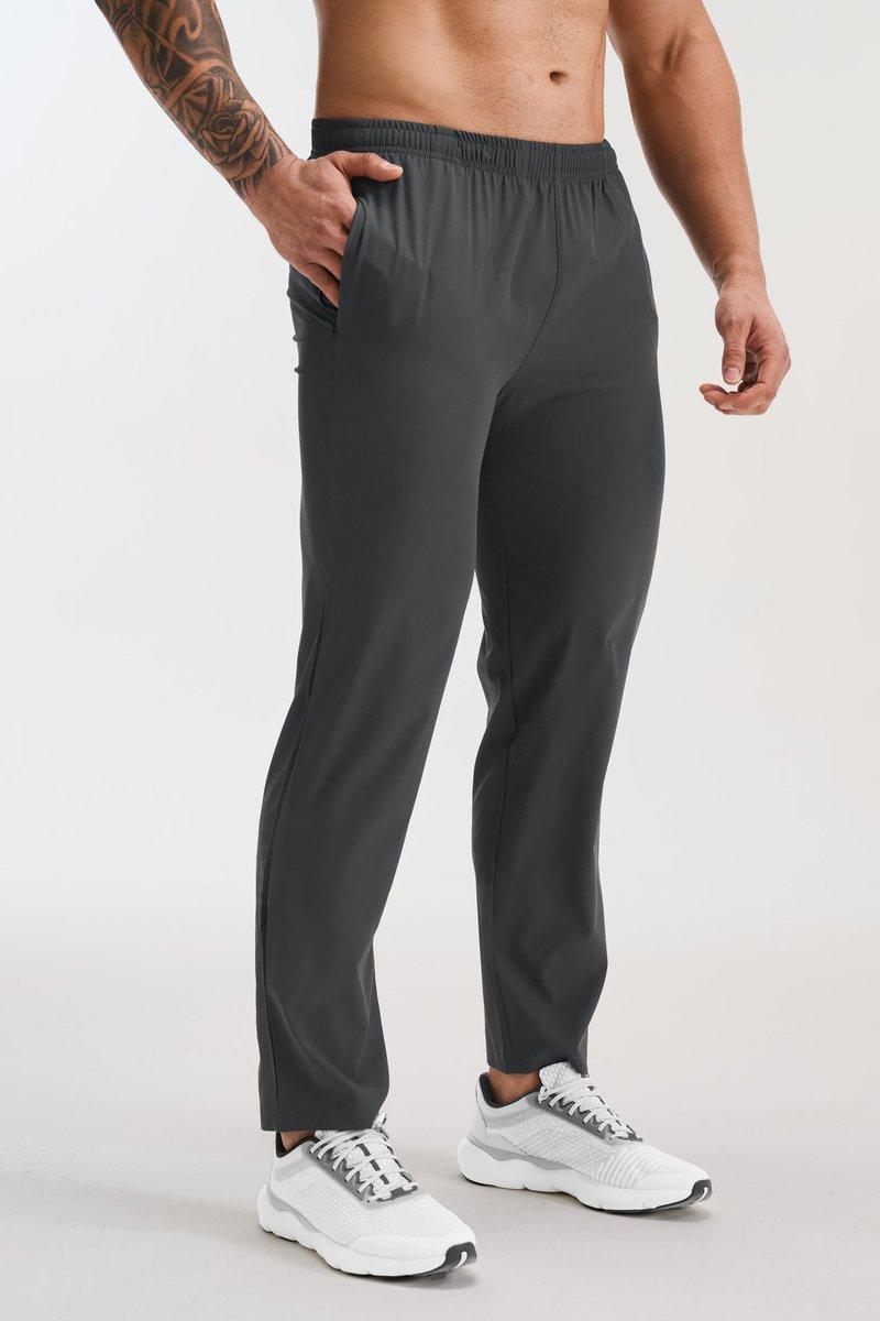 Men's 3 Pack Lightweight Breathable Athletic Gym Running Pants Workout Joggers with Zipper Pockets Black Blue Grey L
