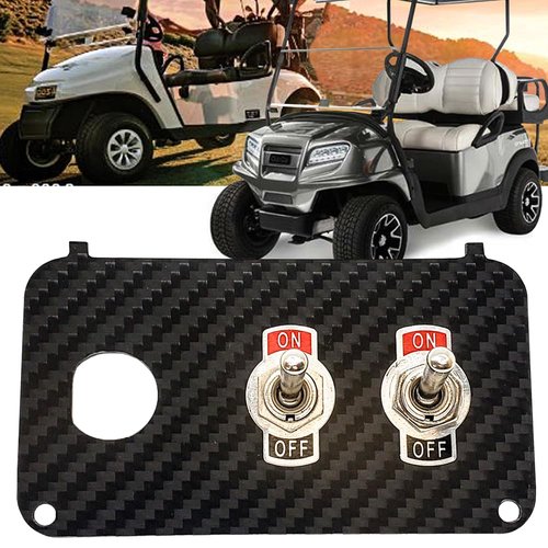 OZ-USA Carbon Fiber Golf Cart Key Plate with Aux Toggle Switch Compatible with EZGO TXT PDS Electric 36V 48V