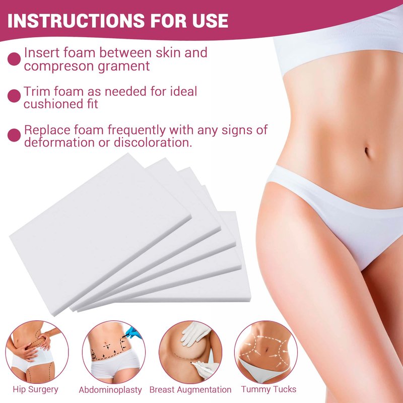 Ms.Medic [5 Pack] Lipo Foam Ab Board for all types of Compression Garments to help Post Surgery Liposuction, Tummy Tucks, Arm &Thigh Lipo, & BBL