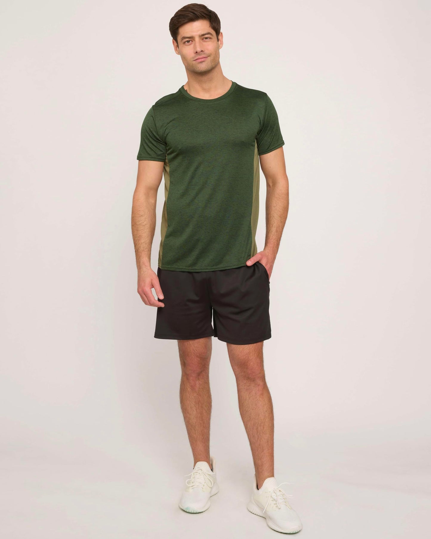 Real Essentials 5 Pack: Men's Dry-Fit Short Sleeve Crew Neck T Shirts Fitness Running Gym Workout Cool Exercise Athletic Tee, Set 12, Small