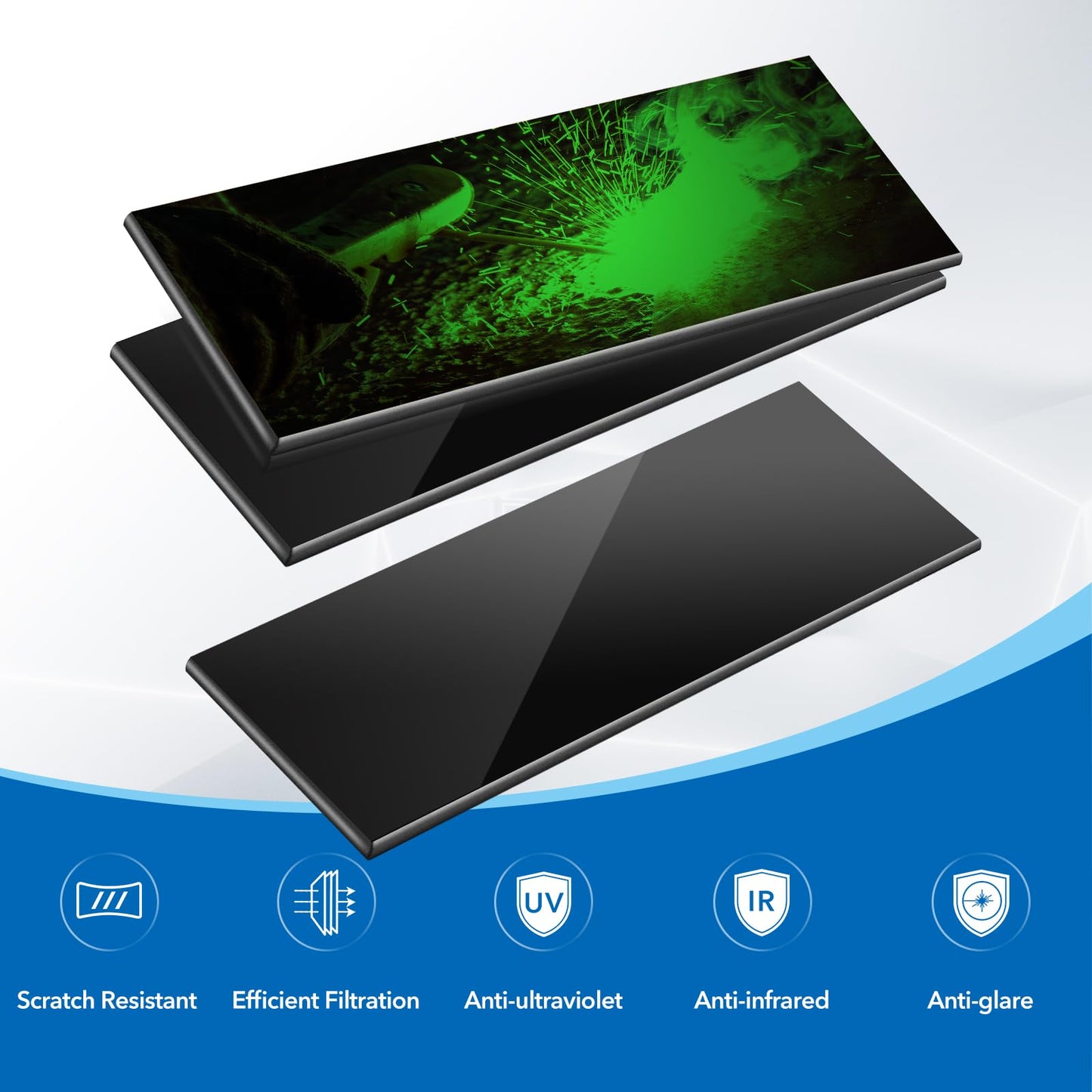 TRQWH 3 EACH Welding Glass Lens Helmet Filter Darkening Welding Hardened Glass Lens Welding Hood Lens 2" x 4.25" (SHADE10)