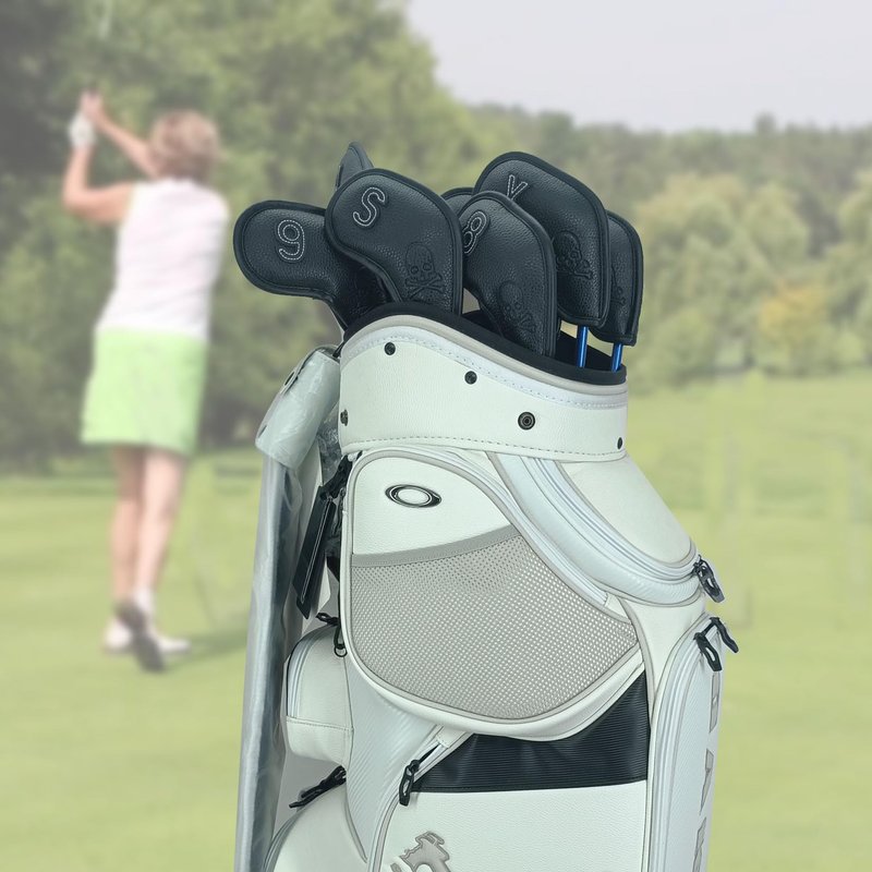GOLUCKPAY Premium Magnetic Leather Iron and Wedge Golf Club Head Covers | Set of 9| Fits Most Clubs | Embroidered Club Label on Both Sides of Club Head Cover