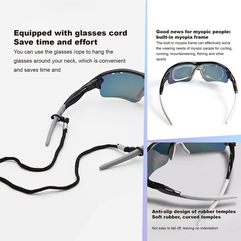 Xenchi Kids Cycling Glasses, UV Protection, Polarized Lenses, Adjustable Nose Pads, 3 Interchangeable Lenses, Lightweight Sports Glasses for Boys & Girls, Outdoor Cycling, Running & More (White Blue)