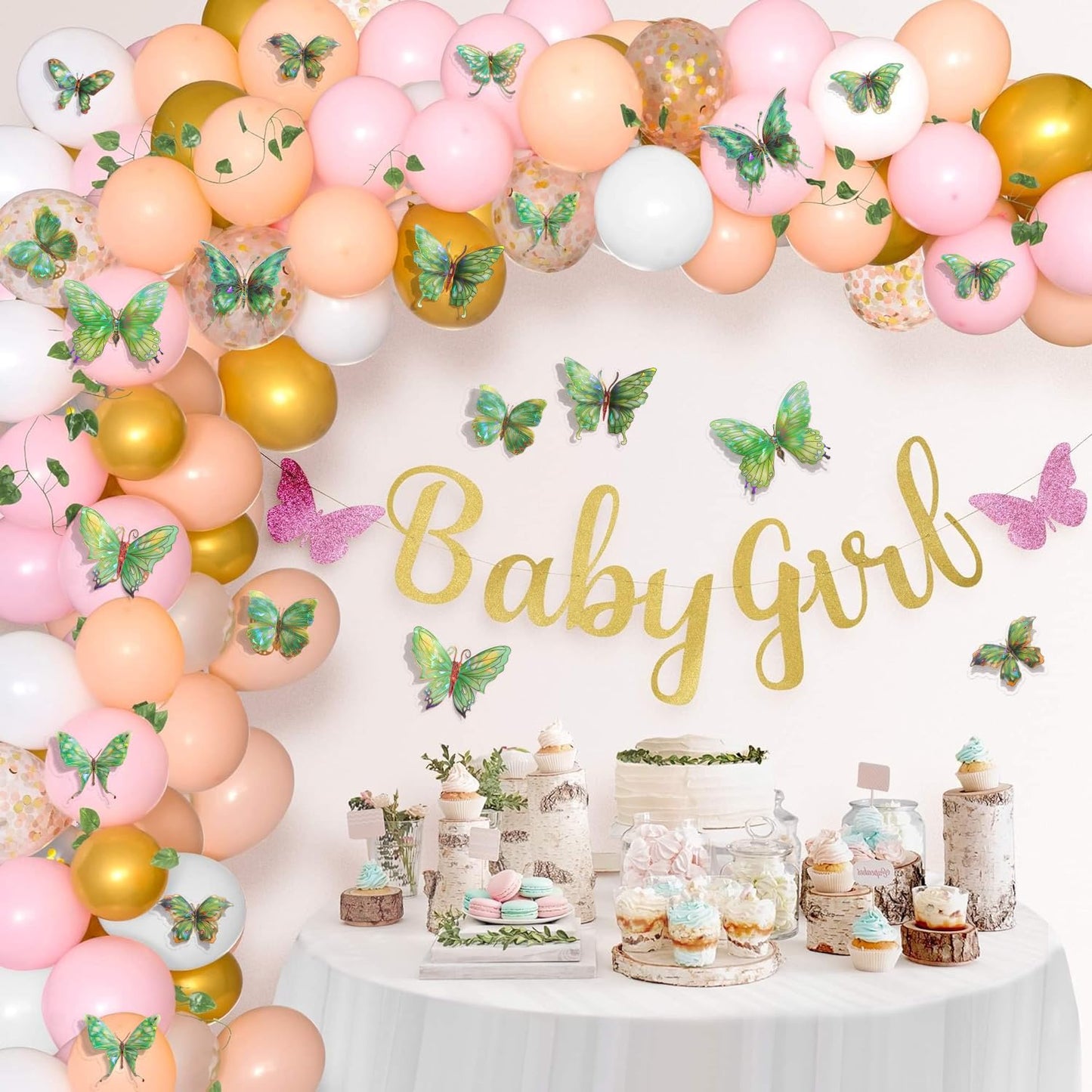 3D Butterfly Wall Decor - 50PCS Removable PVC Butterflies Wall Stickers- Multi-Size (2.8"-3.9")- DIY Removable Wall Art Decal for Kids Room, Nursery, Bedroom, Classroom, Party Decoration (Green)