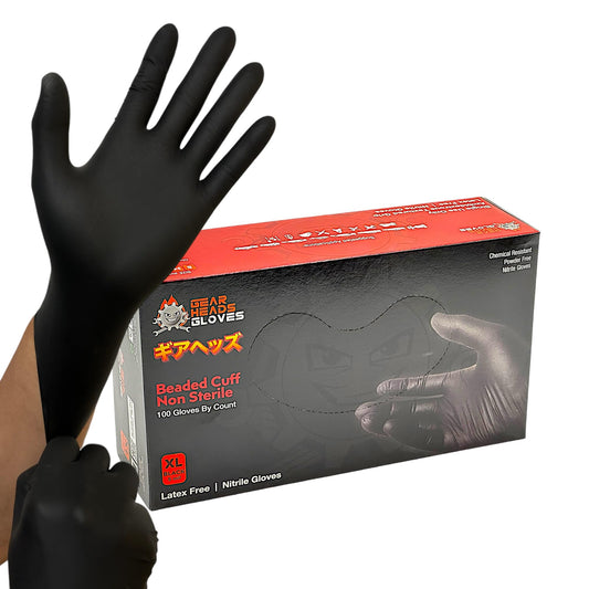 GEARHEADS Black Nitrile Disposable Gloves - 5 Mil Thickness, Chemical, and Food Safe, Latex-Free, Powder-Free, Textured Fingertips, Ideal for Mechanics, Cleaning, Food Prep (Large (Pack of 100))