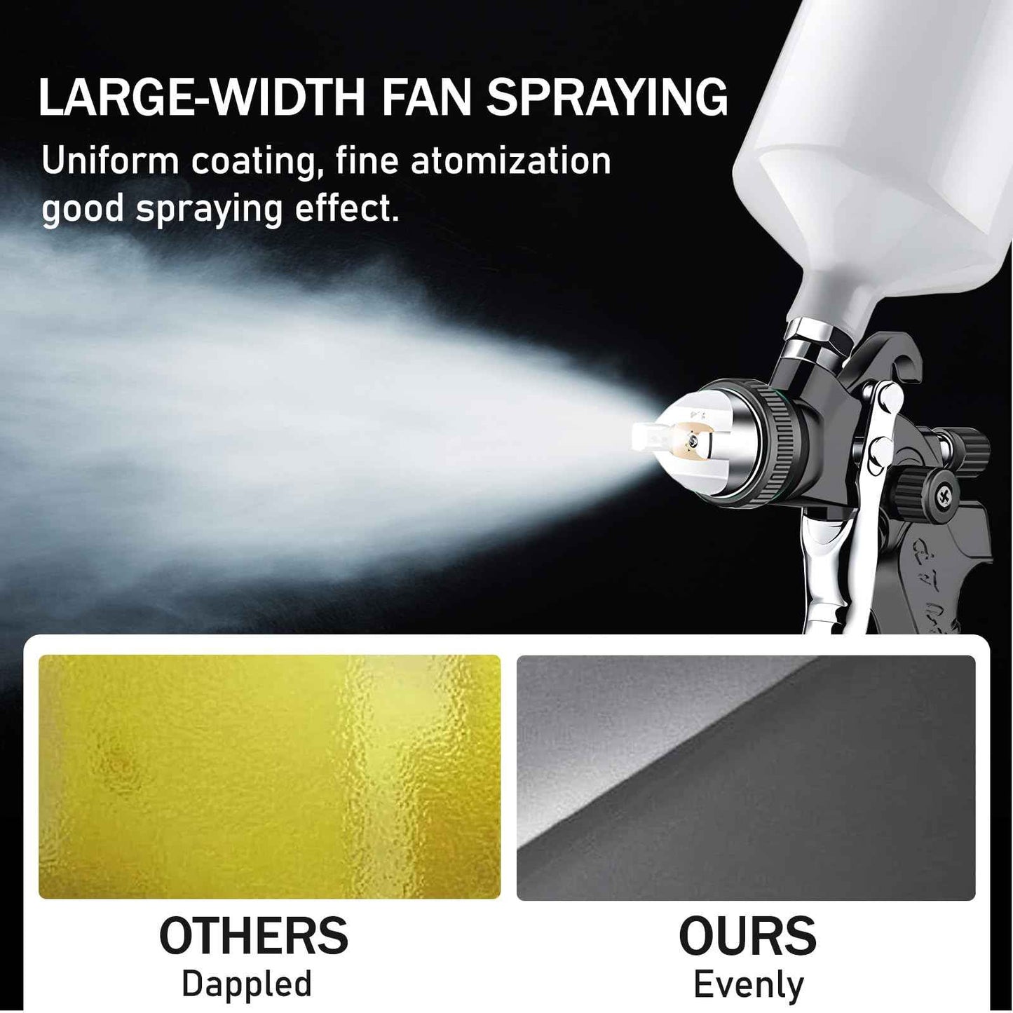 HVLP Air Spray Gun with 0.8/1.0 mm Nozzles, Mini Automotive Air Paint Sprayer Gun Kit, Car Paint Gun Sprayer, Paint Gun with 125cc Capacity Cup for Auto Paint, Primer, Varnish and Top Coat（Black）