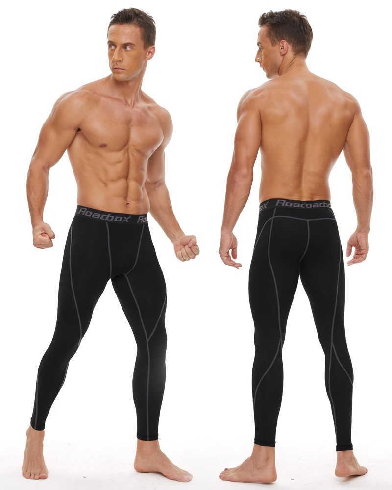 Roadbox Men’s Compression Pants Running Tights, Performance Sports Workout Leggings, Athletic Base Layer for Gym Basketball