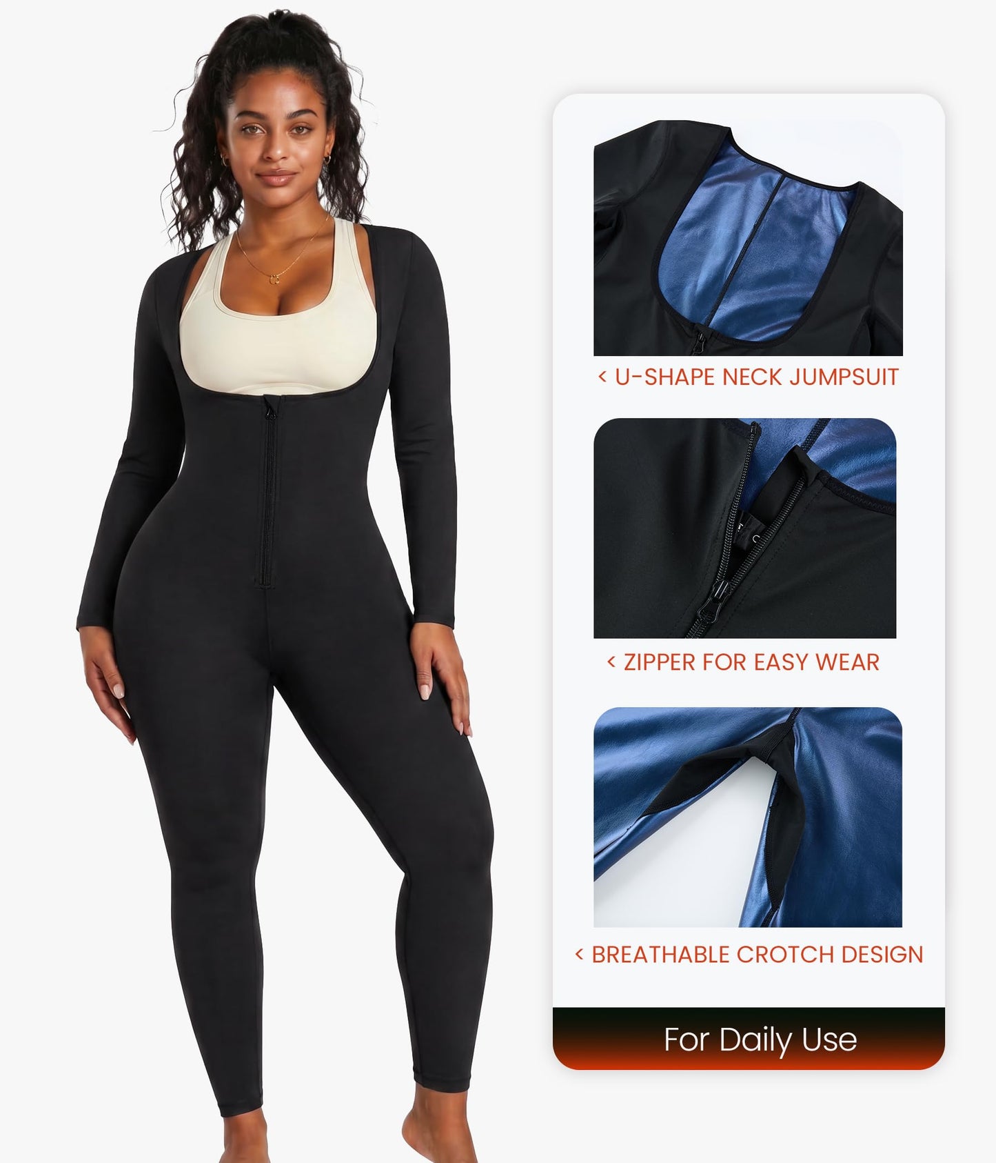 Junlan Full Body Sauna Suit for Women Waist Trainers for Women Belly Fat