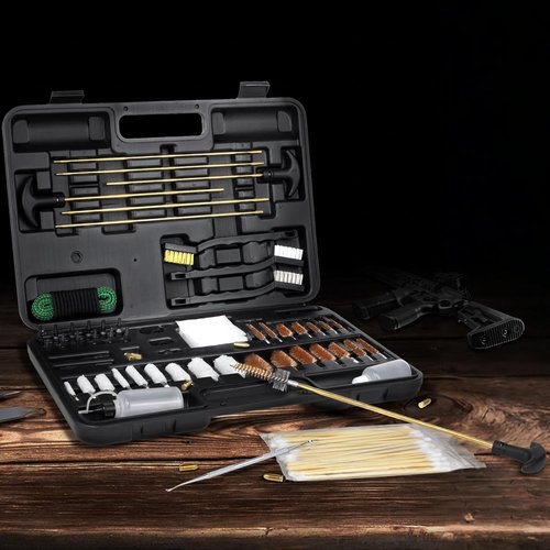 Gun Cleaning Kit - Universal All Caliber Rifle, Pistol & Shotgun Set with Brass Rods & Durable Case