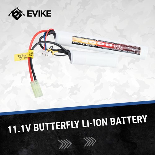 Evike Airsoft - Matrix High Performance 11.1V Butterfly Type Airsoft Li-Ion Battery (Model: 2000mAh - 15C / Small Tam)