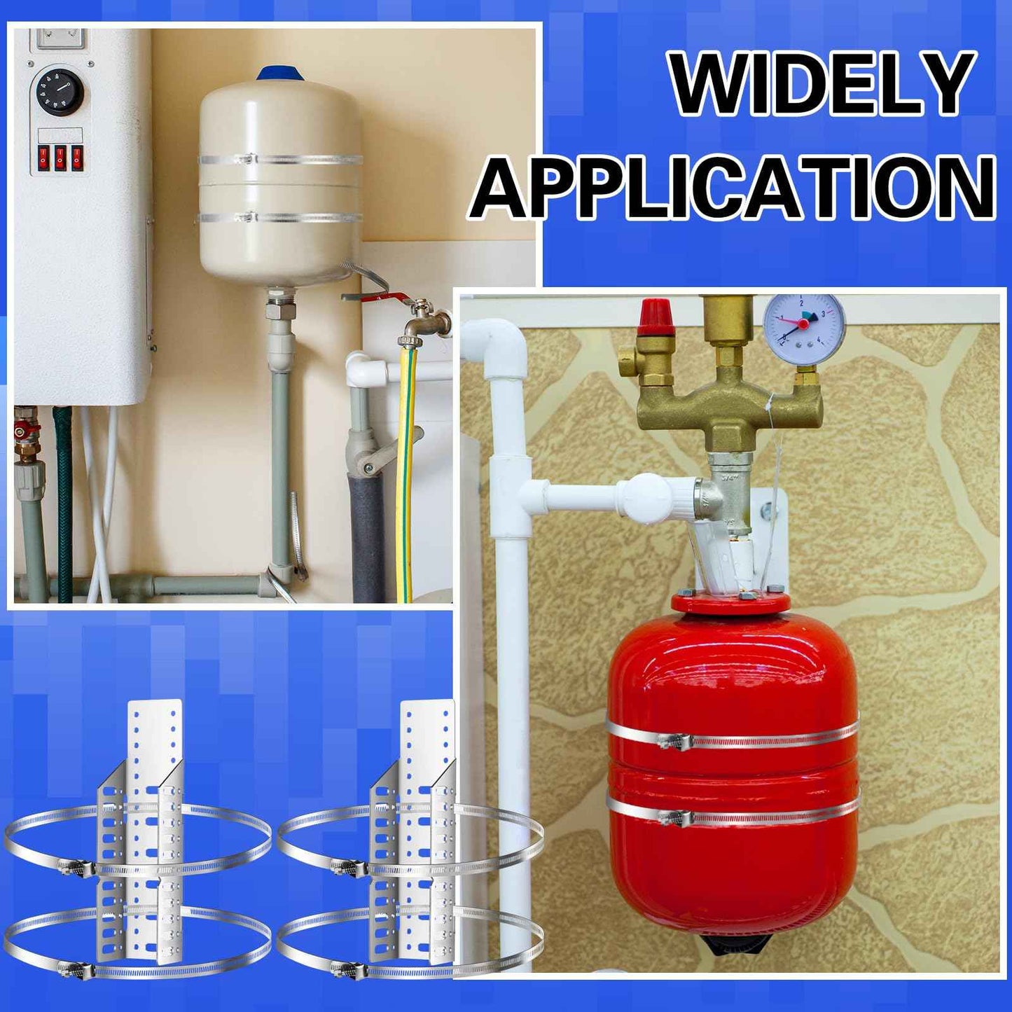 Blulu 2 Set Expansion Tank Mounting Bracket Thermal Expansion Tank Holder with 4 Water Heater Strap Earthquake Straps Nitrogen Propane Holder for 5 Gallon or 13 Inch Diameter Pole