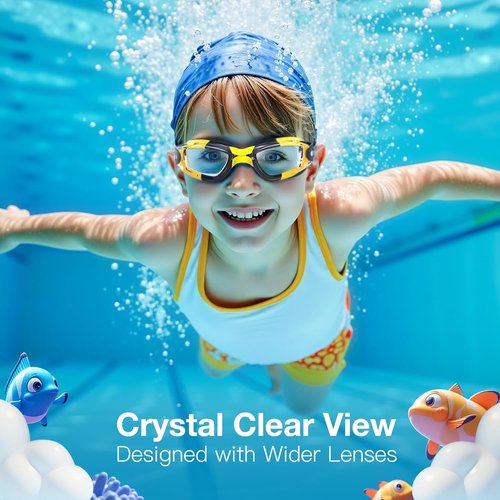 Braylin Kids Swim Goggles - 2-Pack Adjustable Swimming Goggles for Boys and Girls