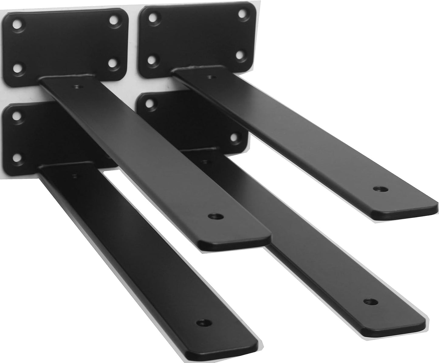 10-Inch Black Iron Floating Shelf Brackets - 12 Pack Rustic Industrial Support