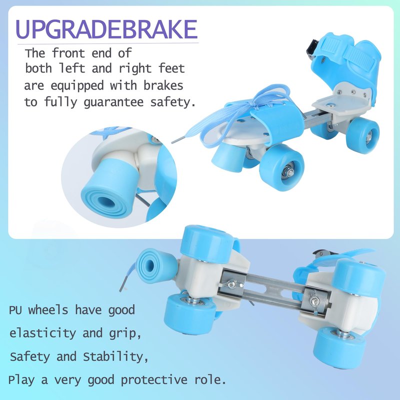 Roller Skates for Girl Boy,Quad Rollerskate for Little Kid Age 2-5, Adjustable Size from 6C-12C,Retractable Skates for Beginning with Knee,Hand Protection, Birthday Gift Indoor Outdoor Sport