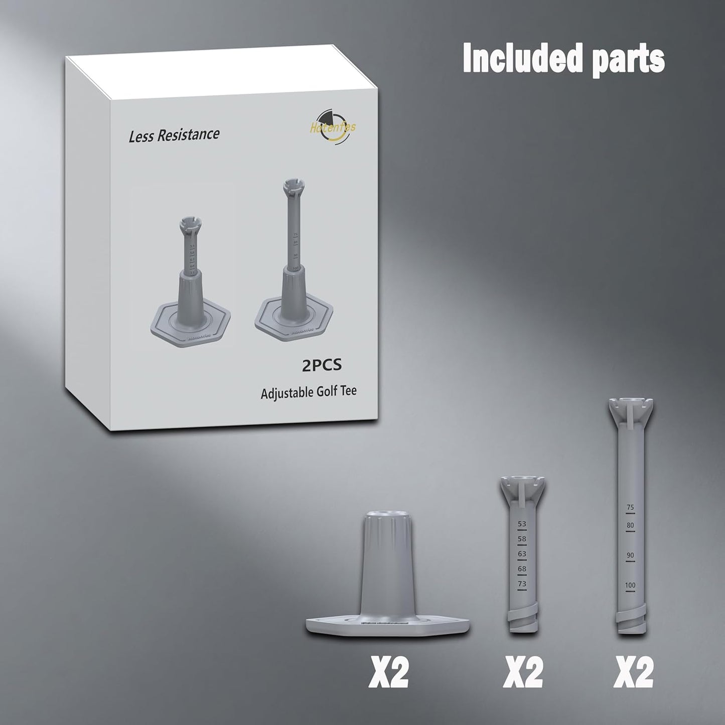 Skiennix Adjustable Golf Tees - Rubber Simulator Tees for Indoor & Outdoor Practice | 3.9" & 2.8" (2 Pack Gray + 2 High Struts)