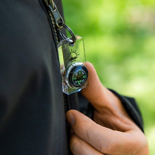 MiniComp - Zipperpull Mini Compass with Split Ring | Easy-to-Read Compass for Jacket, Parka, or Pack