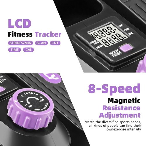 FUNMILY Under Desk Elliptical, Ellipse Leg Exerciser, Standing or Seated Mini Elliptical Machines, Portable Bike Pedal Exerciser for Seniors/Adults, Leg Workout Equipment for Home/Office (Violet)