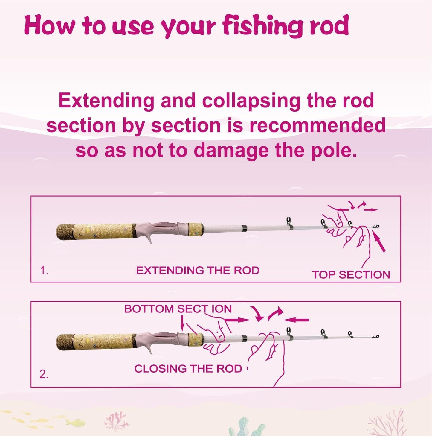 Kids Fishing Pole Set, Kids Fishing Rod and Reel Combo and Fishing Net Tackle Box with Fishing Lures Hooks and Bag for Girls Age Beginner Little Children Junior Anglers