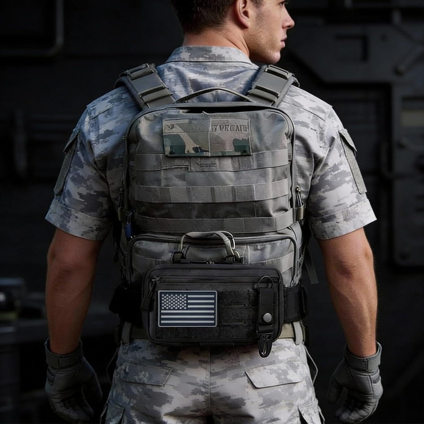 Skiennix Tactical Molle Pouch - Utility EDC Tool Holder with US Flag Patch | Perfect Gift for Dad
