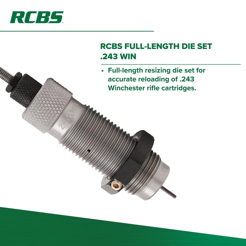 RCBS Full-Length Die Set .243 Win, Reloading Die Set for .243 Winchester Rifle Cartridges