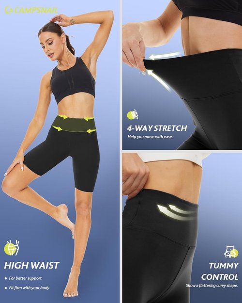 CAMPSNAIL High Waisted Biker Shorts for Women - Tummy Control Spandex Yoga & Dance Shorts | 3"/5"/8" Sizes