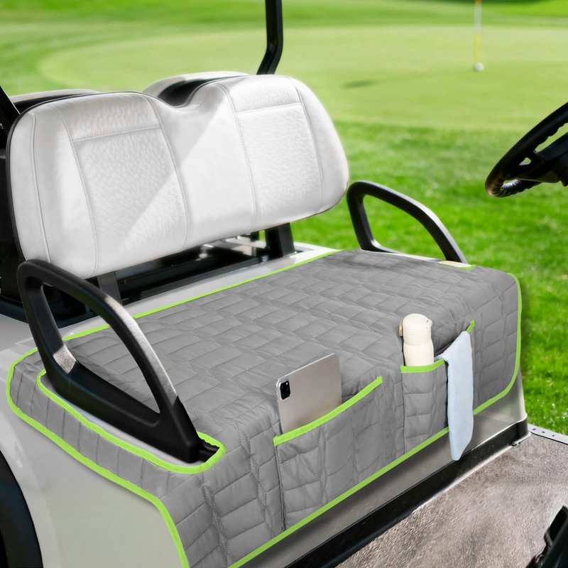 Niuartu Golf Cart Seat Cover, Universal Bench Seat Cover with Storage Pockets, Non-Slip Seat Protector for Golf Cart, Fits EZGO Club Car Yamaha, Easy Install