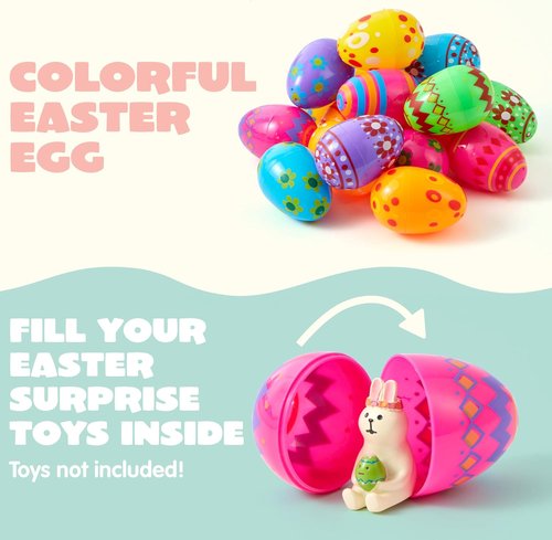 JOYIN Colorful Fillable Plastic Eggs - 3.15 Inch Bulk Set for Easter Hunts | 30 Pcs Party Favors