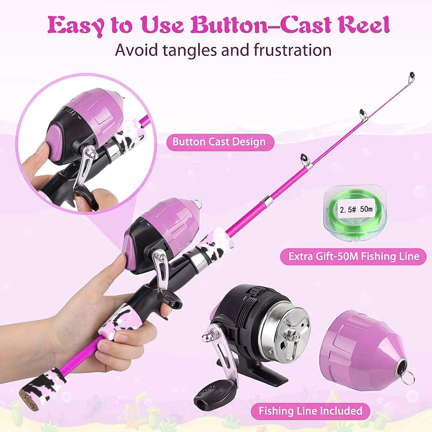 Milerong Kids Fishing Rod - Portable Telescopic Fishing Pole & Reel Combo Kit for Boys & Girls