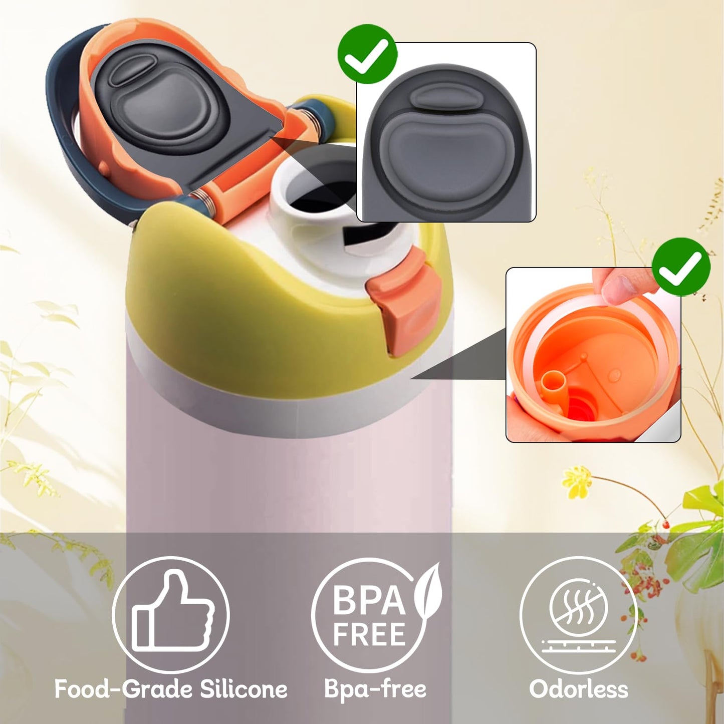 BMSQOFD 4 Sets Jelly-like Replacement Rubber Stopper and O Ring Gasket Compatible with Owala FreeSip 24oz 32oz,Water Bottle Lid Insert Cap Seal Parts for Owala 16/19/24/32/40oz Mouth piece Accessories