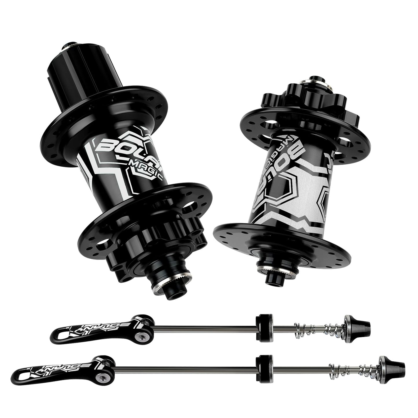 VIARON X7 MTB Bike Hub Disc Brake Hubs Front Rear HG 8/9/10/11/12 Speed+Quick Release Lever 6 Claws 32 Holes 108 Clicks (Black)