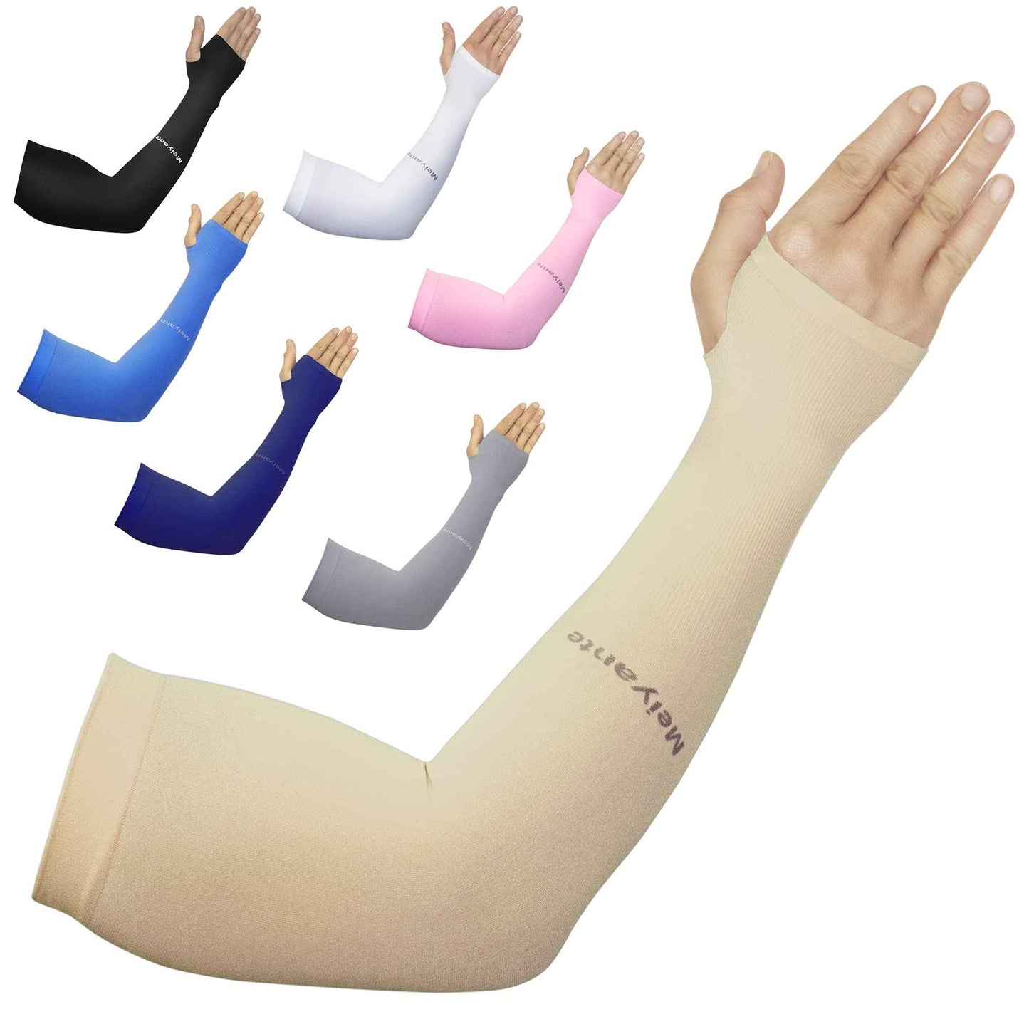 Arm Sleeve For Women Men Work Gardening Arm Sleeves Defense Sun Protection Garden Sleeves For Women With Thumb Hole For Tattoo Cover Up Cycling Golfing Gaming, Workout 1 Pair Beige Sleeve Warmers