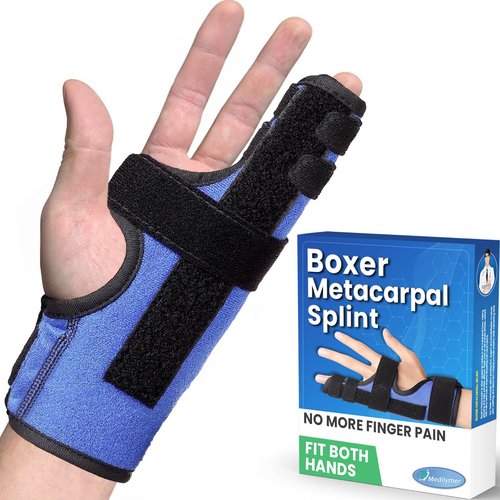MEDILYMER Metacarpal Finger Splint Hand Brace, Pinky Finger Splint for Boxer Fractures, Two Finger Brace for 4th or 5th Finger, Ulnar Gutter Splint Right Hand and Left (S/M)